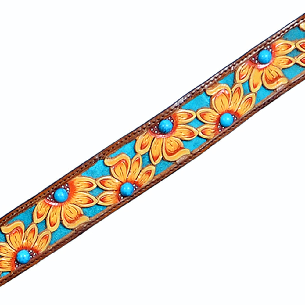 HILASON Western Horse Leather Headstall &amp; Breast Collar Set Brown Sunflower