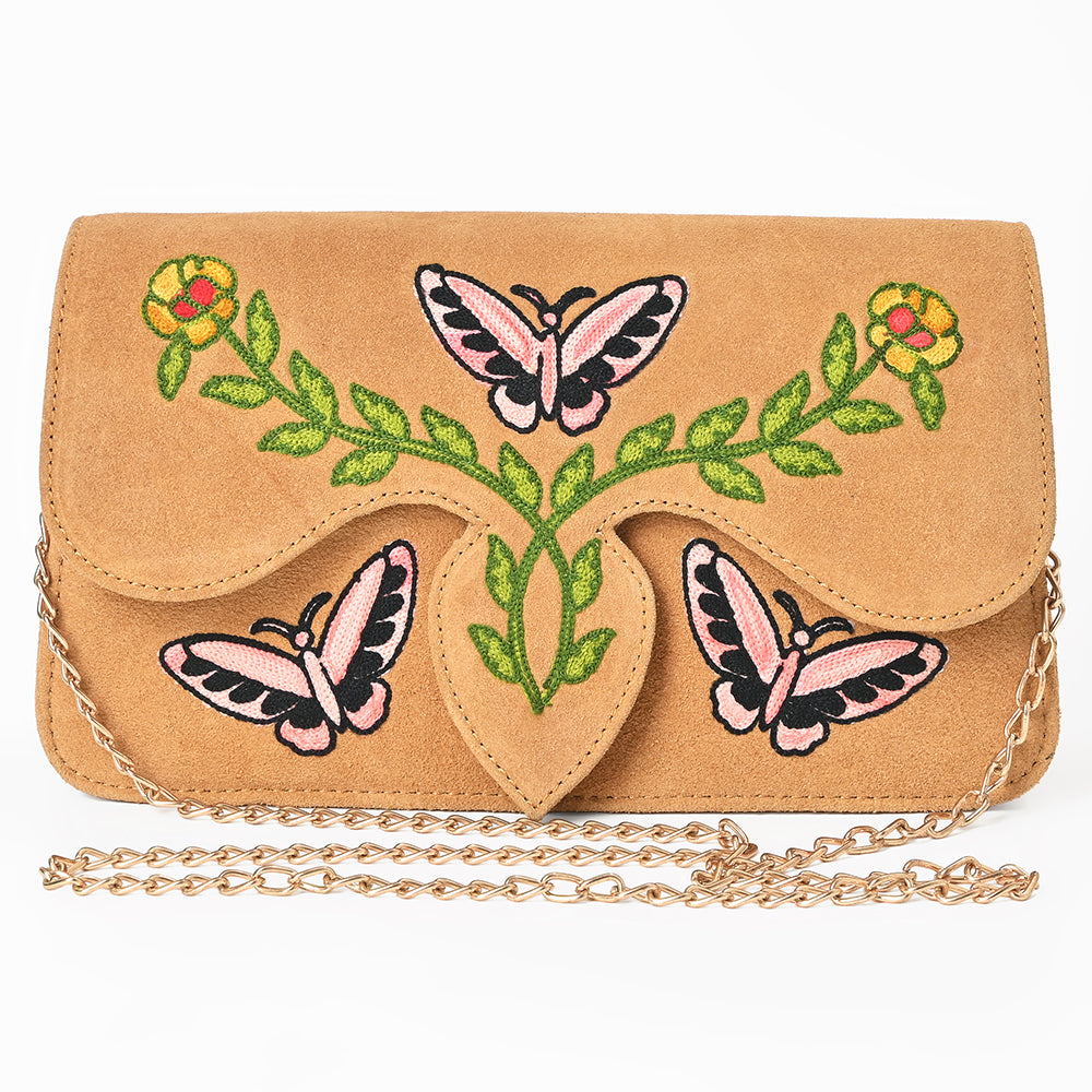 American Darling Rodeo Embroidered Suede Crossbody Bag Cowboy Gold