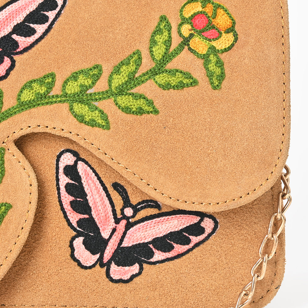 American Darling Rodeo Embroidered Suede Crossbody Bag Cowboy Gold