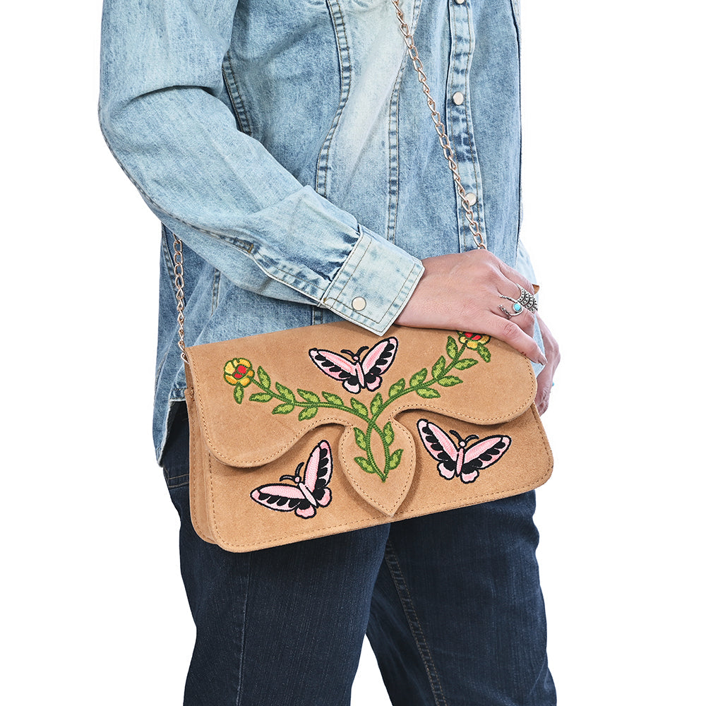 American Darling Rodeo Embroidered Suede Crossbody Bag Cowboy Gold