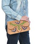 American Darling Rodeo Embroidered Suede Crossbody Bag Cowboy Gold