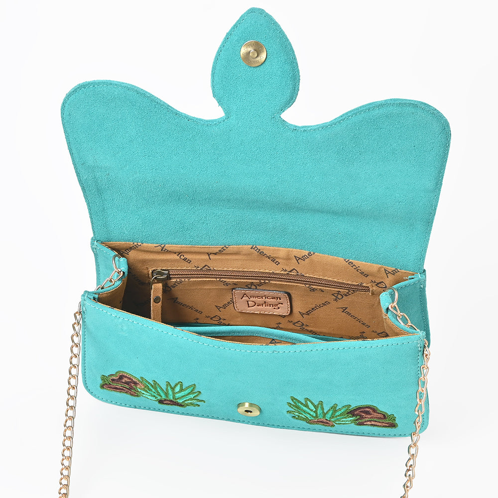 American Darling Rodeo Embroidered Suede Crossbody Bag Cowboy Gold