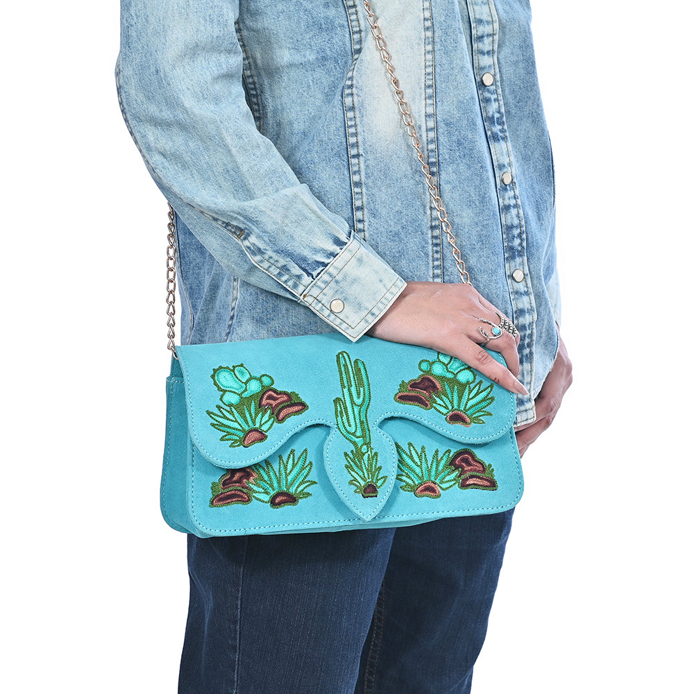 American Darling Rodeo Embroidered Suede Crossbody Bag Cowboy Gold