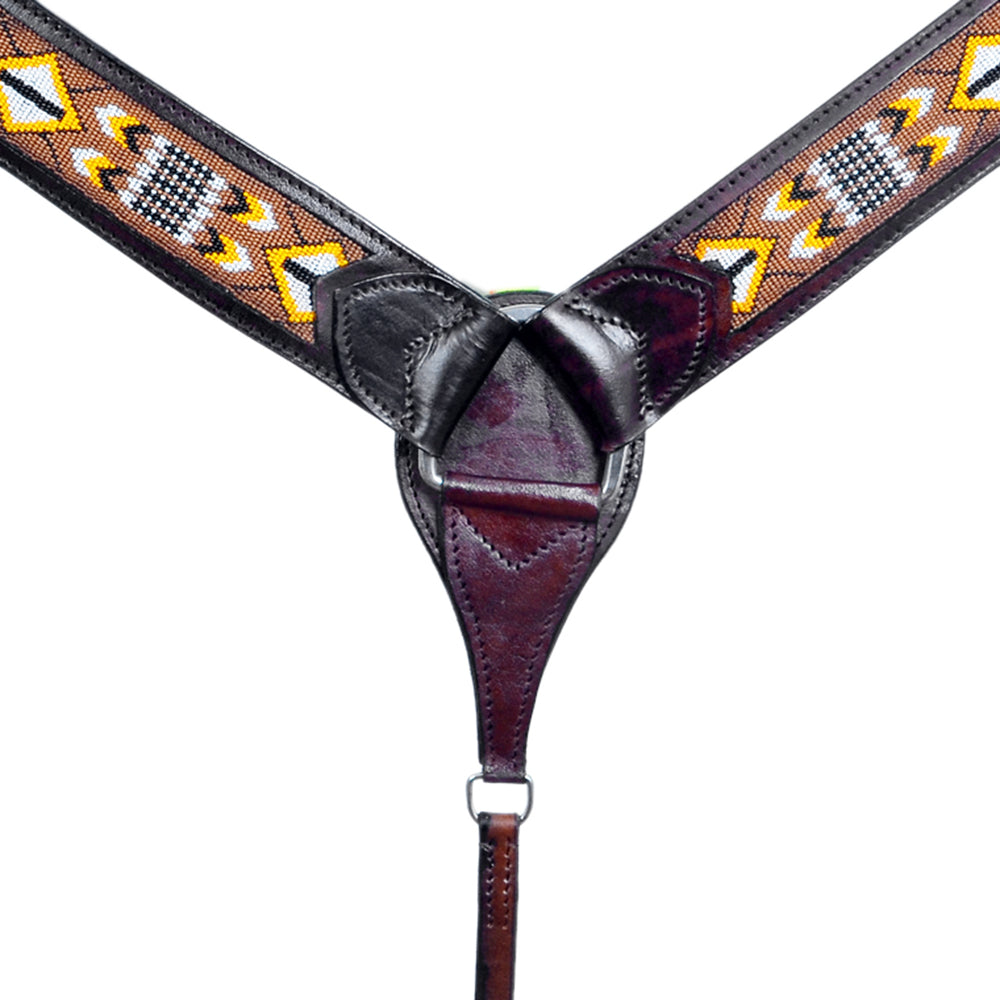 HILASON Western Horse Leather Headstall &amp; Breast Collar Set Black Beaded