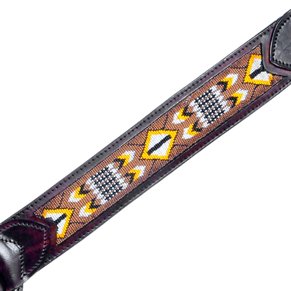 HILASON Western Horse Leather Headstall &amp; Breast Collar Set Black Beaded