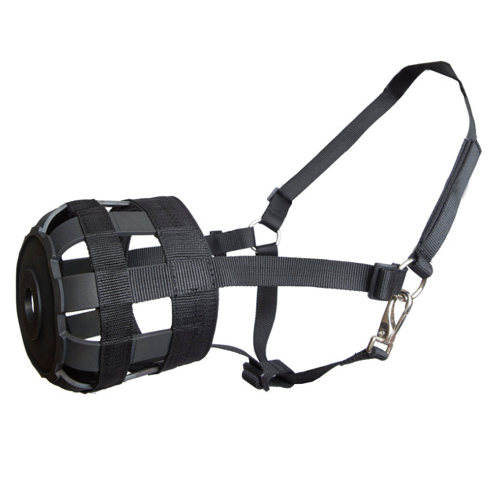 HILASON Western Horse Grazzing Muzzle With Halter Black