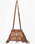 AMERICAN DARLING Hand-Tooled Leather Satchel Bag Floral Carving & Concho Flap
