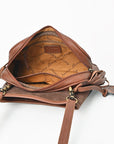 AMERICAN DARLING Hand-Tooled Leather Satchel Bag Floral Carving & Concho Flap