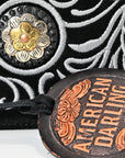 American Darling Genuine Suede Leather Western Wristlet Clutch Floral Scroll