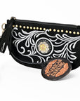 American Darling Genuine Suede Leather Western Wristlet Clutch Floral Scroll