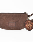 American Darling Genuine Suede Leather Western Wristlet Clutch Floral Scroll