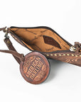 American Darling Genuine Suede Leather Western Wristlet Clutch Floral Scroll