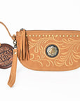 American Darling Genuine Suede Leather Western Wristlet Clutch Floral Scroll