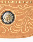 American Darling Genuine Suede Leather Western Wristlet Clutch Floral Scroll