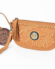 American Darling Genuine Suede Leather Western Wristlet Clutch Floral Scroll