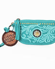 American Darling Genuine Suede Leather Western Wristlet Clutch Floral Scroll