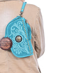 American Darling Genuine Suede Leather Western Wristlet Clutch Floral Scroll