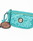American Darling Genuine Suede Leather Western Wristlet Clutch Floral Scroll