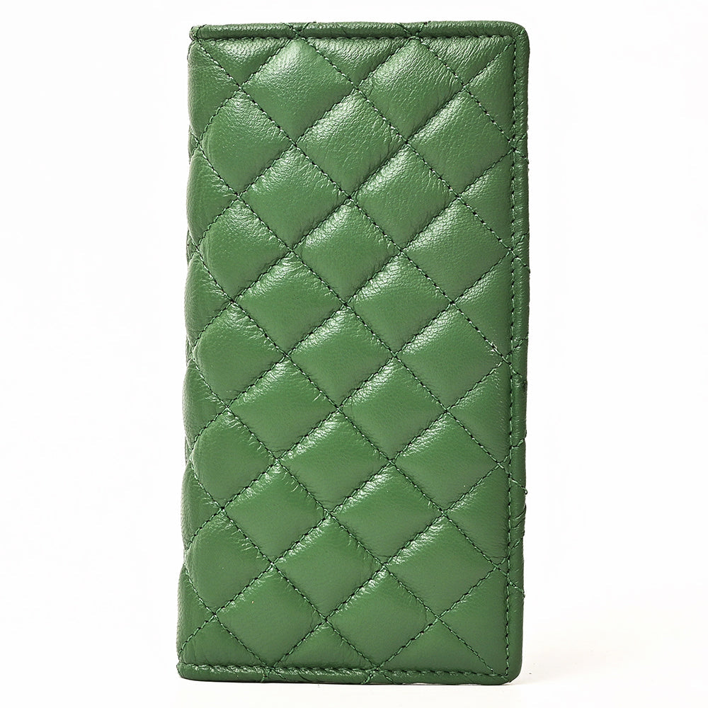 NEVER MIND Quilted Leather Continental Bifold Wallet Organizer