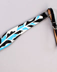 HILASON Western Horse Genuine Leather Printed Breast Collar Turquoise & Black
