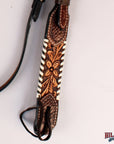 HILASON Western Horse Floral Hand Carved American Leather Headstall Brown