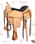 Tan HILASON Western Horse Saddle American Leather Flex Tree Trail & Pleasure