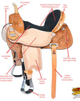 Tan HILASON Western Horse Saddle American Leather Barrel Flex Tree Trail