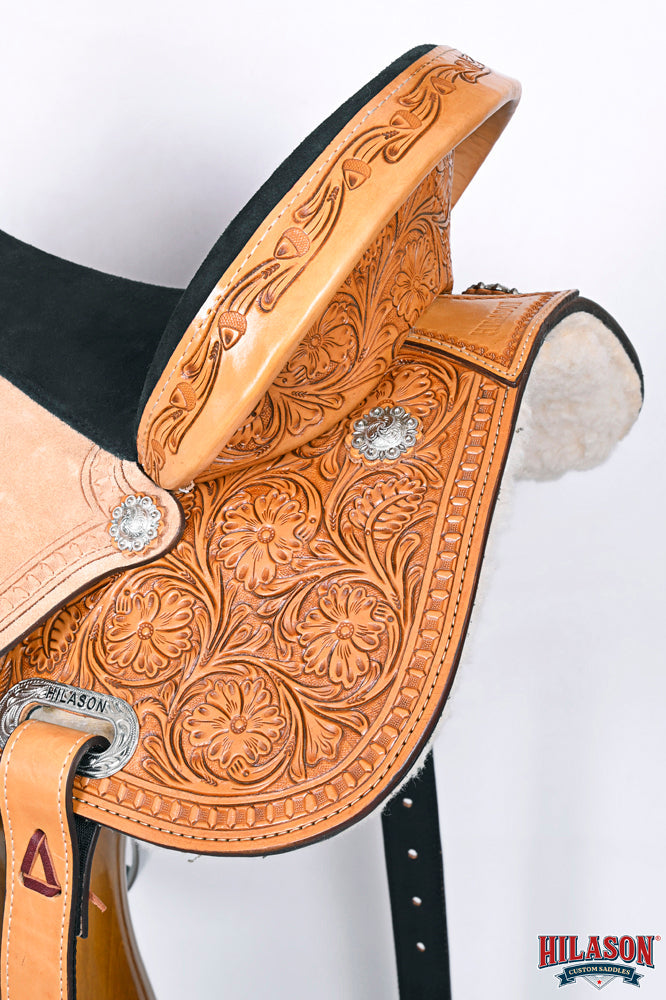 Tan HILASON Western Horse Saddle American Leather Barrel Flex Tree Trail
