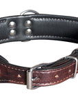 Hilason Heavy Duty Handmade Genuine Leather Dog Collar Brown with rivets