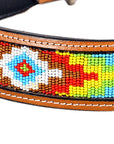 HILASON Western Style Beaded Hand Tooled American Leather Pet Dog Collar