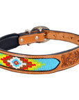 HILASON Western Style Beaded Hand Tooled American Leather Pet Dog Collar
