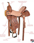 Hilason Western Horse Barrel Racing Trail American Leather Saddle Tack Tan