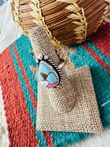 Navajo Sterling Silver & Cotton Candy Teardrop Adjustable Ring