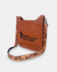 Showground Rodeo Genuine Leather Embroidered Crossbody Bag Hand-Tooled Floral Strap Purse | Houston Livestock Show and Rodeo