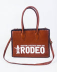 Heritage Rodeo Genuine Leather White Embroidered Tote Bag | Houston Livestock Show and Rodeo