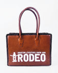 Heritage Rodeo Genuine Leather White Embroidered Tote Bag | Houston Livestock Show and Rodeo