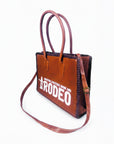 Heritage Rodeo Genuine Leather White Embroidered Tote Bag | Houston Livestock Show and Rodeo