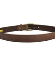 Noble Equestrian Ladies Pony Print Belt Genuine Leather Horseshoe Embossing & Removable Brass Buckle