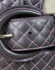 Noble Equestrian Classic Quilted Belt  2" Wide Full Grain Leather Contrast Stitching & Brass Hardware