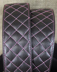 Noble Equestrian Classic Quilted Belt  2" Wide Full Grain Leather Contrast Stitching & Brass Hardware