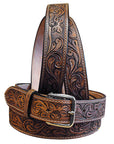 58 In Hilason Hand Tooled Buffalo Hide Western Leather Mens Womens Belt Brown