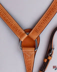 HILASON Western Genuine American Leather Horse Headstall & Breast Collar Set Tan