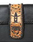 Laurel Rodeo Hand-Tooled Genuine Leather Crossbody Shoulder Bag Black | Houston Livestock Show and Rodeo
