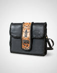 Laurel Rodeo Hand-Tooled Genuine Leather Crossbody Shoulder Bag Black | Houston Livestock Show and Rodeo