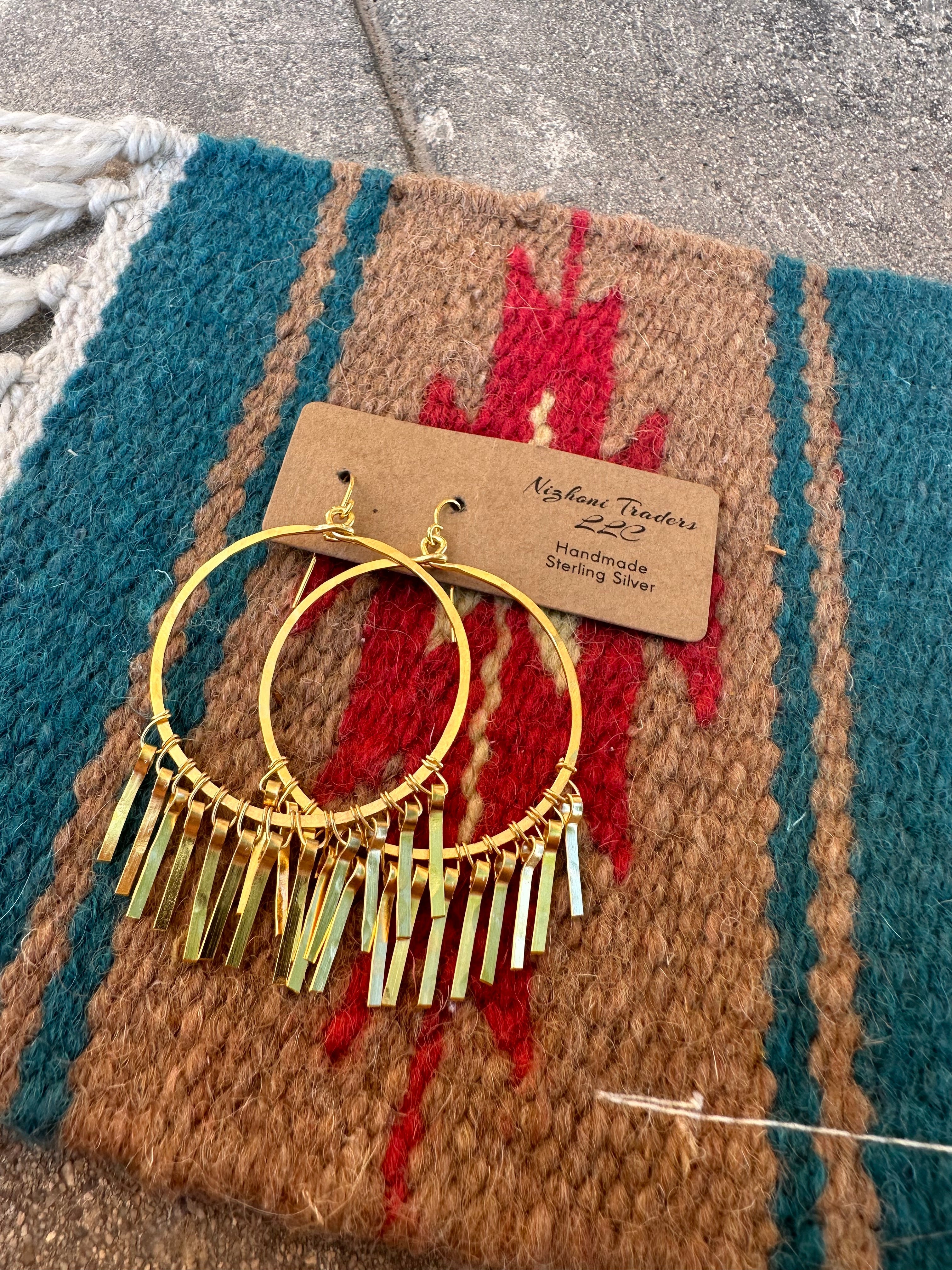 “The Golden Collection”  Fringy Handmade Gold Plated Hoop Earrings