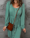 Solid Button-Up Scoop Neck Dress