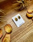 Oval Bumblebee Jasper Stud Earrings – Sterling Silver, Native Made by K.S., USA
