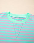 Stripe Reverse Seam Contrast Trim Sweatshirt