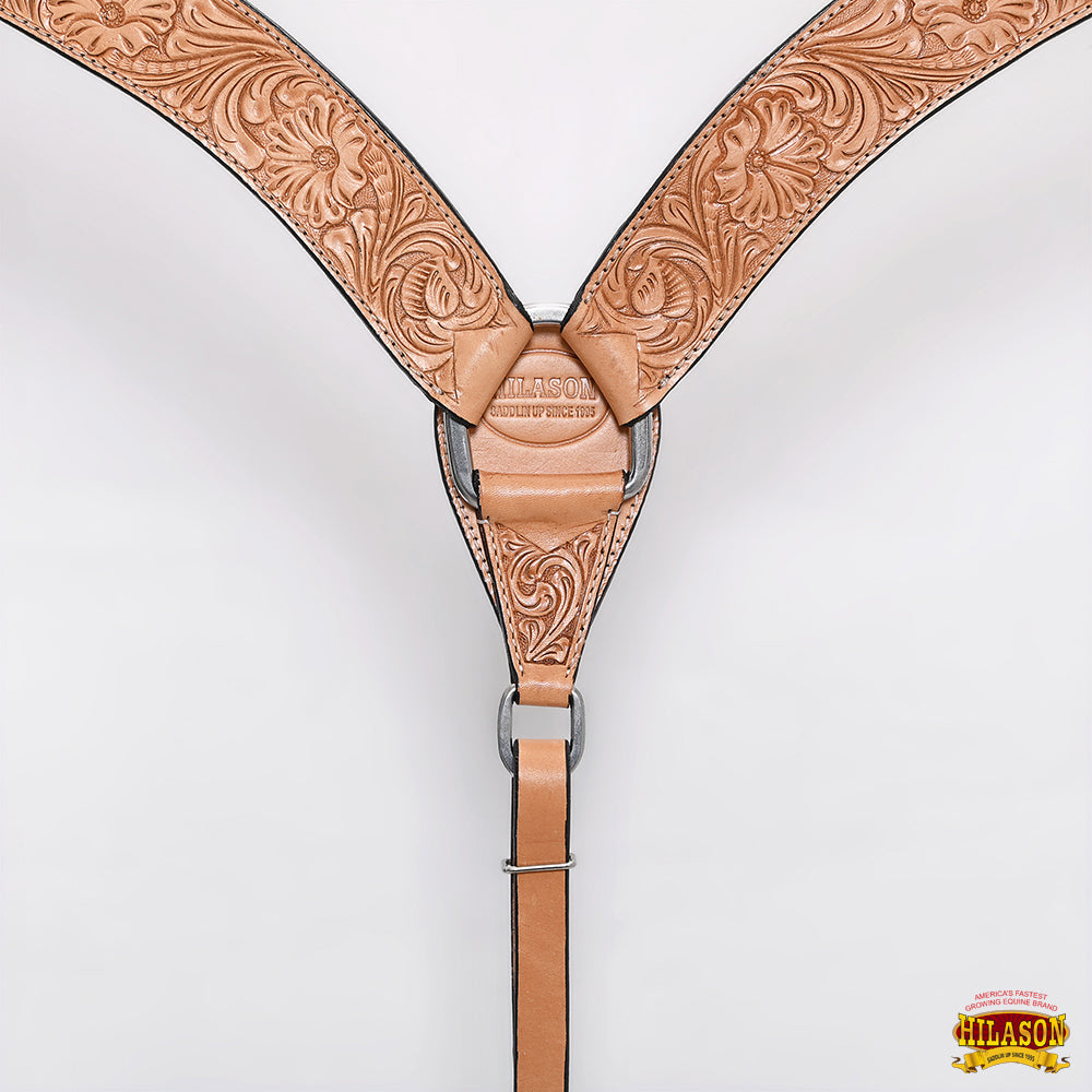 HILASON Western Horse Headstall Breast Collar Set Tack Genuine American Leather Floral Tan