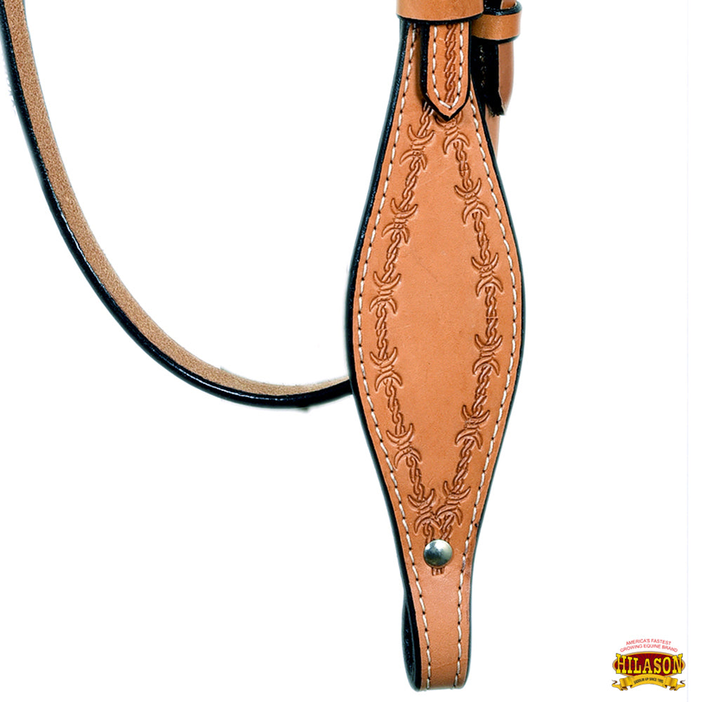 HILASON Western Horse Headstall Breast Collar Set Tack Genuine American Leather Barb Wire Tan